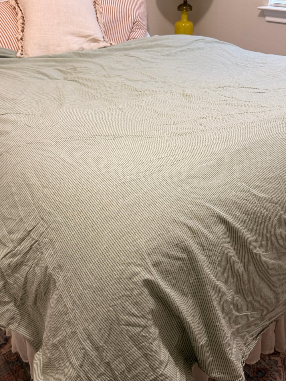 IKEA Sage Green Striped Cotton Duvet Cover Twin includes one standard Sham